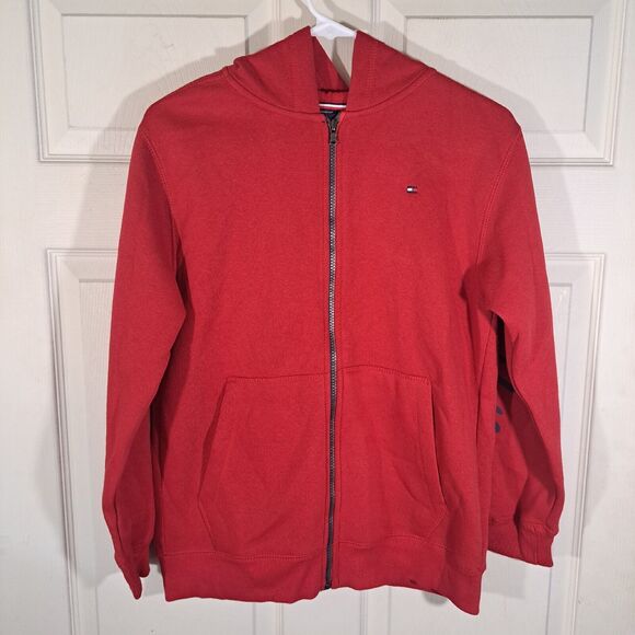 Tommy Hilfiger Full Zip Hoodie Boys Size L Red Front Pockets NWT MSRP $49.50 - Picture 1 of 16